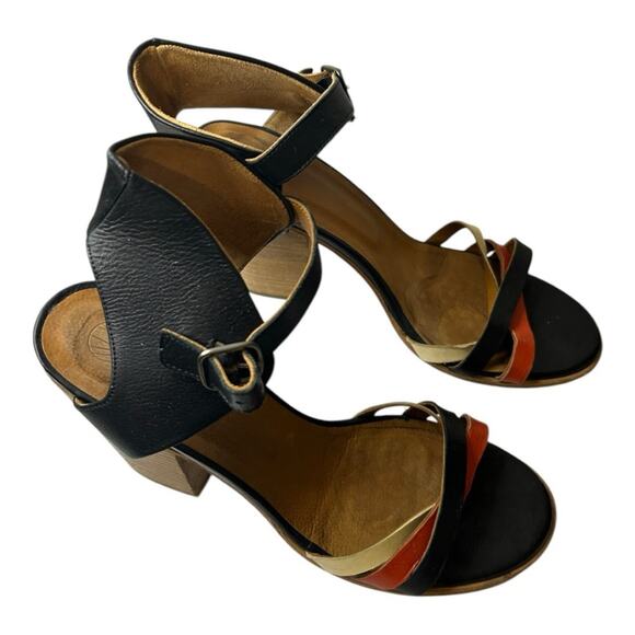 Coclico Spain multi color leather strappy stacked heel sandals. Size 41/10.5 - Picture 3 of 8